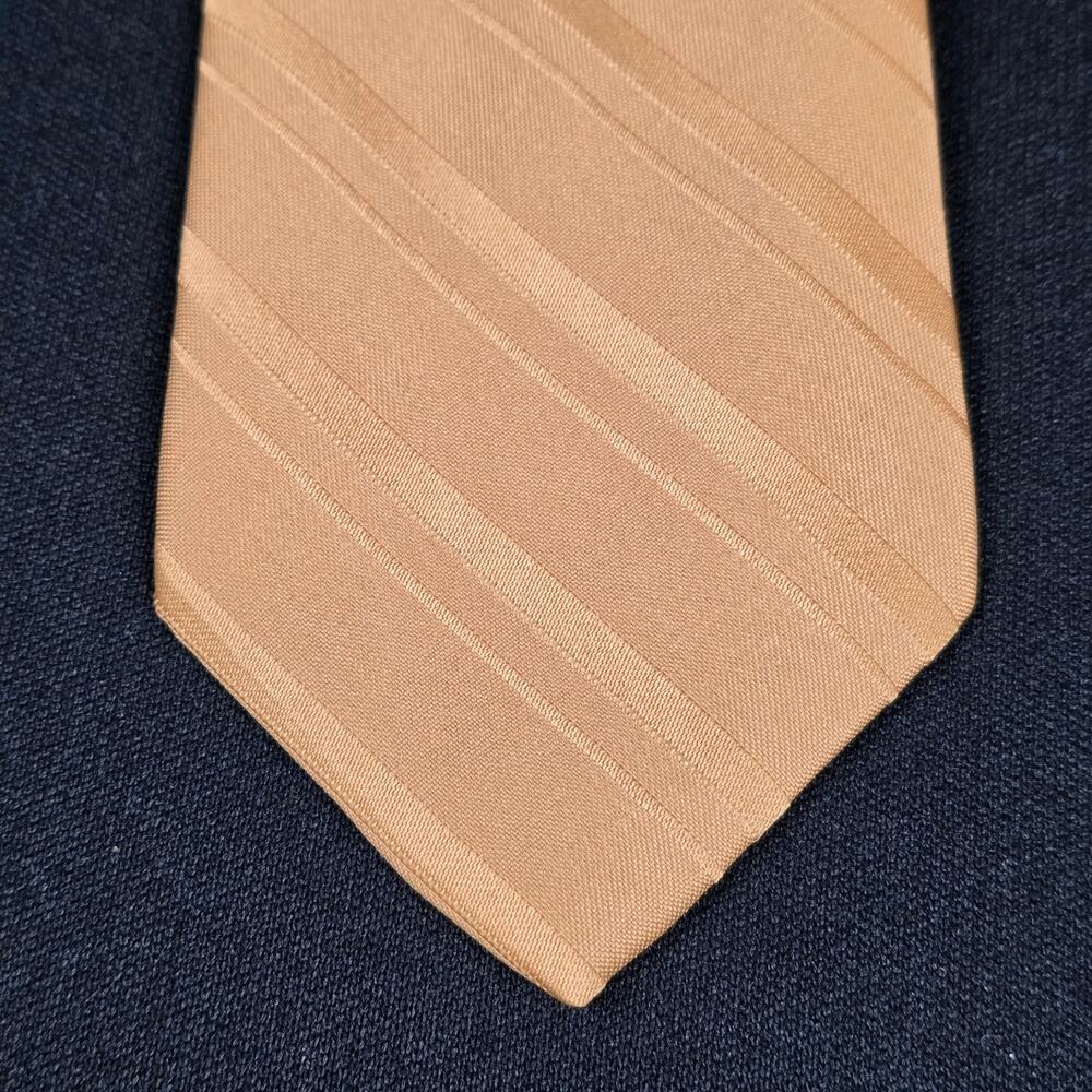 Corniche Men's Champagne Textured Stripe Polyester Necktie